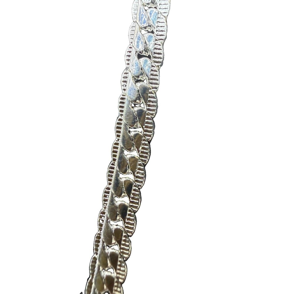 925 Silver Cuban Link Ribbed Finish Necklace 18” 5mm 17 Grams - Picture 7 of 7